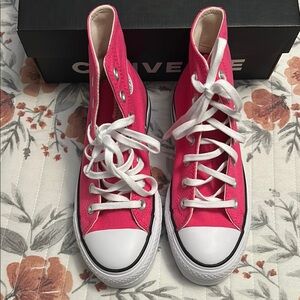 Converse Pink and White High-Top Sneakers